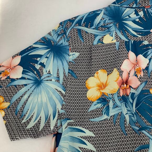 Tommy Bahama 100% Silk Tropical Print Short Sleeve Button Down Shirt Size XXL - Picture 11 of 15